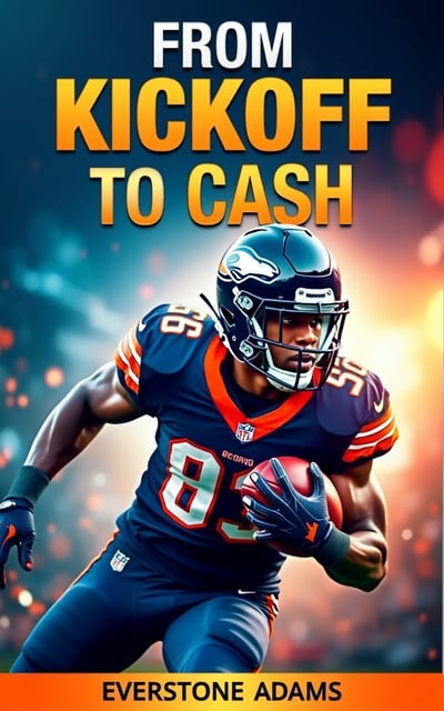 The cover features a close-up image of a football player in action, with the ball firmly held in his hands. The player is shown against a vibrant and dynamic background, with streaks of light and motion lines adding to the sense of excitement. The book title is prominently displayed at the top, with the author's name shown at the bottom.