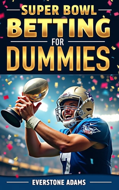 The cover features a close-up image of a football player holding a trophy, celebrating a victory. The background is filled with vibrant colors and confetti, creating a festive atmosphere. The title is displayed in bold, dynamic typography, with the word "Super Bowl" highlighted in gold to represent the grandeur of the event. The author's name is placed below the title in a more subtle font to balance the overall composition.