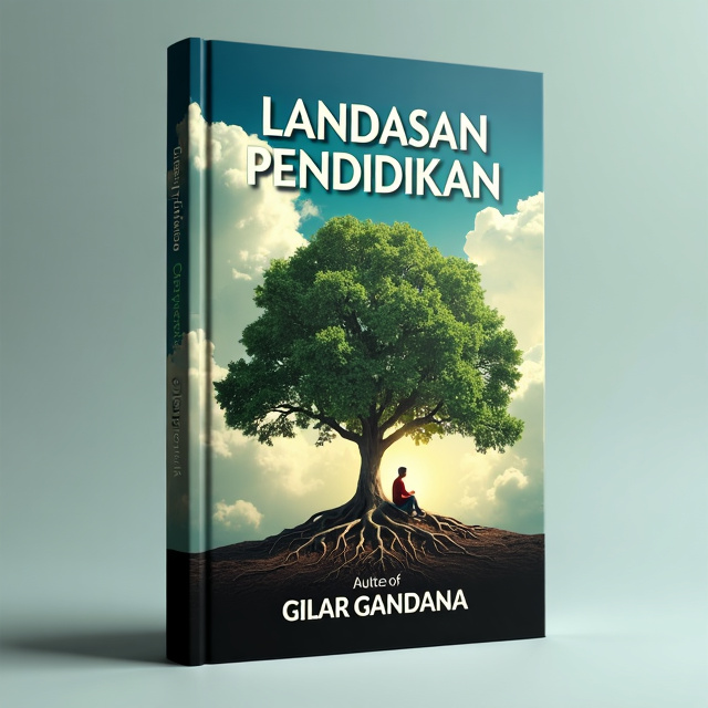 The cover features a large, majestic tree with its roots spreading deep into the ground. A person is sitting under the tree, symbolizing the quest for knowledge and education. The background is filled with fluffy clouds, representing the vastness of knowledge and the limitless possibilities that education offers.