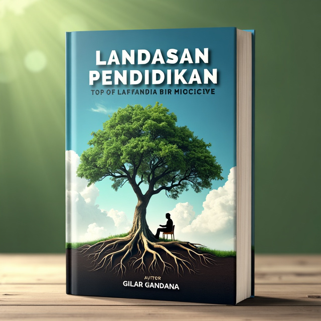 The cover features a 3D scene with a large and sturdy tree representing the foundation of education. The roots of the tree are deep and interconnected, symbolizing the strong roots of knowledge. A person is sitting on a chair under the tree, immersed in learning. The sky is filled with clouds, representing the limitless possibilities of education.