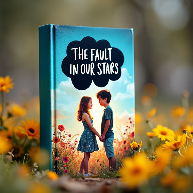 The cover depicts two teenagers, a girl and a boy, standing together in a field of wildflowers. They are holding hands and looking into each other's eyes, conveying their deep connection and love for each other. The background is a mix of vibrant colors to represent the emotional rollercoaster of their relationship.
