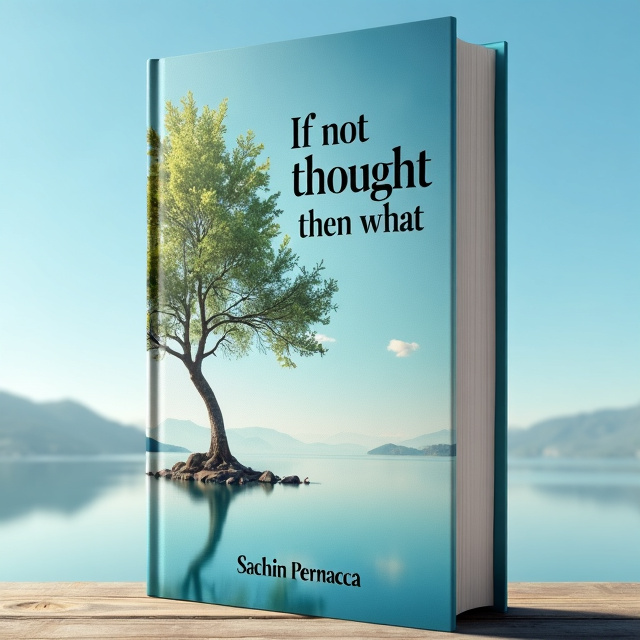 A serene landscape with a clear blue sky, a calm lake, and a solitary tree with leaves gently swaying in the wind. The tree casts a soft shadow on the ground, creating a sense of tranquility and peace.