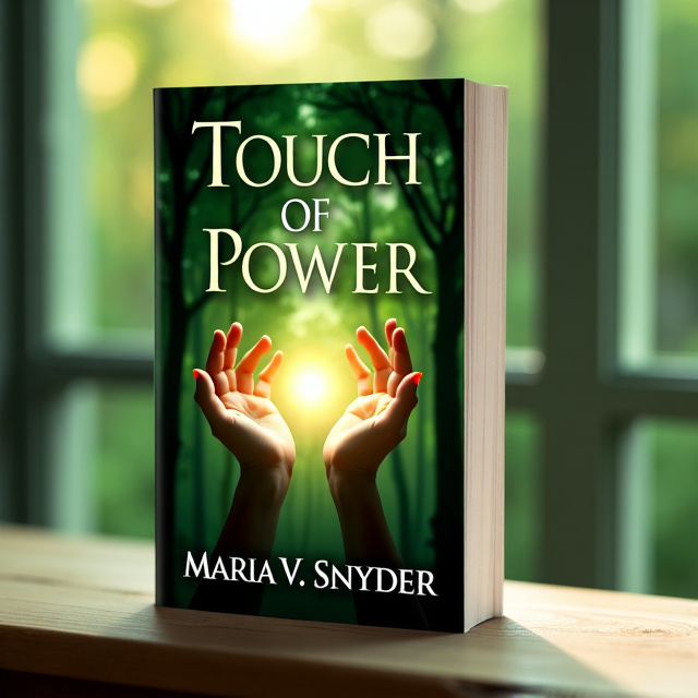 The cover features a lush green forest as the background, with rays of sunlight peeking through the trees. In the center, there is a pair of hands reaching out, emanating a subtle magical glow. The hands are slightly translucent, indicating the protagonist's healing powers.