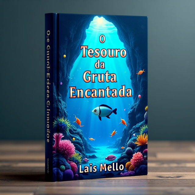 The cover features a vibrant underwater scene with a blue glowing fish at the center, surrounded by an array of colorful marine animals. The fish is shown swimming towards a captivating underwater cave entrance, with rays of sunlight illuminating the scene. The overall style has a touch of magic and mystery, as the fish appears to be guiding readers into the enchanting depths of the cave.