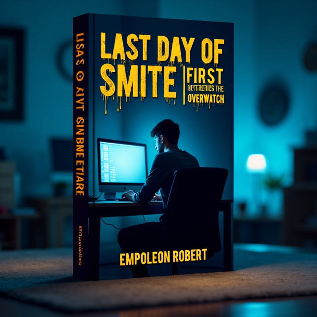 The cover features a close-up of a man sitting in a dimly lit room, with only the glow of a computer screen illuminating his face. The room is filled with shadows, conveying a sense of isolation and darkness.