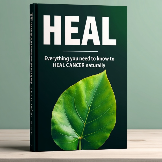 The cover features a close-up image of a vibrant green leaf on a dark background, representing the natural healing properties of plants. The title is displayed prominently in bold white letters, with the word "HEAL" emphasized in a larger, bolder font.