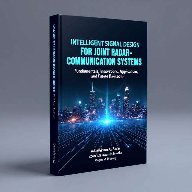 The cover features a futuristic cityscape at night, with illuminated buildings and a network of radar waves seamlessly intertwining with communication signals. The cityscape is set against a dark blue background, creating a sense of mystery and intrigue.