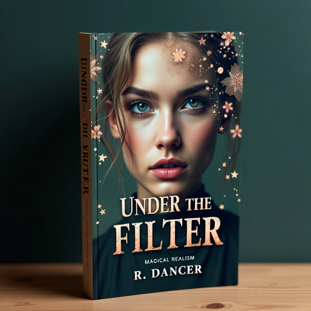 The cover showcases a close-up image of a woman's face, partially hidden behind a semi-transparent filter. The filter is adorned with intricate patterns, hinting at the magical realism theme. The woman's expression exudes desire and tension, with a hint of magic in her eyes. The background is a deep, rich color, adding to the allure and mystery of the cover.