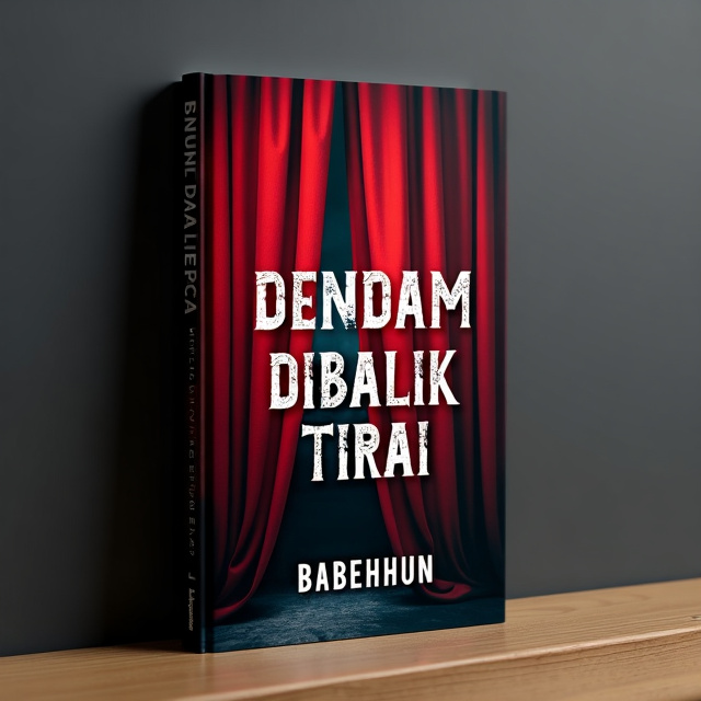 The cover features a close-up image of a red curtain, partially opened to reveal a glimpse of mystery behind it. The curtain is illuminated by a dim light, creating a dramatic and mysterious atmosphere.