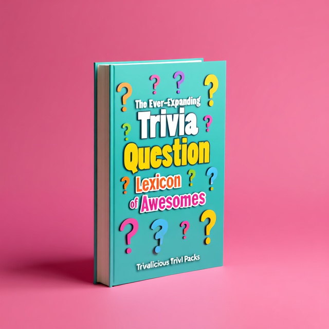 The book cover features a playful arrangement of question marks in various sizes and colors, with each question mark showcasing a different trivia category. The question marks are placed against a vibrant pink background, creating a visually appealing and striking design.