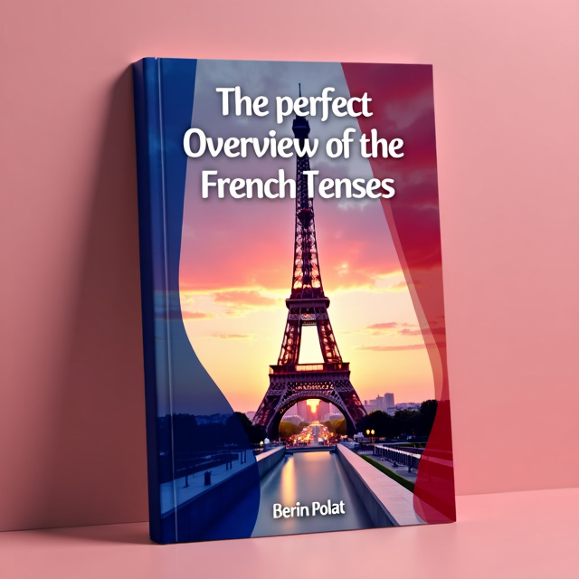 The Eiffel Tower is featured prominently on the cover, with the flag of France draped elegantly around it. The tower is depicted at sunset, with a vibrant pink and orange sky in the background.
