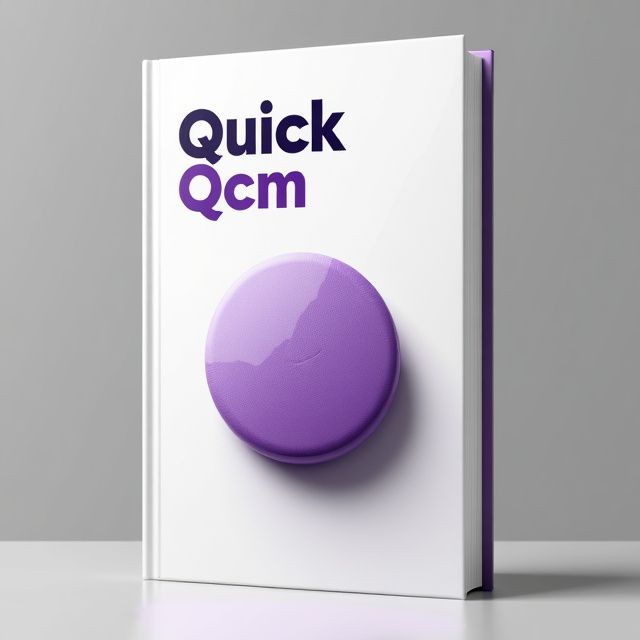 The cover features a close-up image of a purple pill on a clean white background. The pill is in focus, with a soft shadow creating depth. The title "Quick Qcm" is placed at the top of the cover in bold, modern typography. The pill image is positioned slightly to the right of the title, creating a balanced composition.