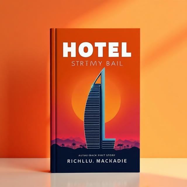 The cover features a bold and vibrant orange background with a modern and futuristic hotel building silhouette in the center. The title, "هتلداری نوین," is displayed prominently in white, with a sleek and futuristic font. The author's name, یونس ذاکری, is placed at the bottom of the cover in a smaller and more traditional font, adding a sense of credibility and authority.