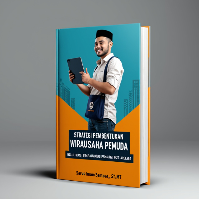 The cover will feature a bold and vibrant image of a young entrepreneur, representing the Bos Muda of Kota Magelang. The image will be placed at the center of the cover, with the book title and author name positioned below it.