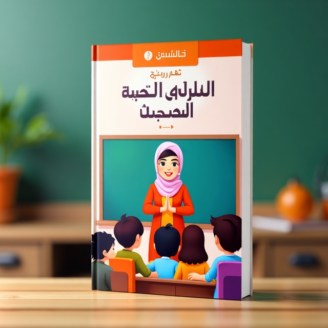 The cover features a teacher wearing a headscarf standing at the front of a classroom, surrounded by a group of students. The teacher has a warm and encouraging expression, while the students look engaged and enthusiastic. The colors used are bright and vibrant, creating a sense of energy and positivity.