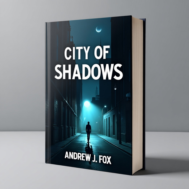 The cover features a dimly lit cityscape at night, with tall buildings casting long shadows. In the foreground, a silhouetted figure is walking down a deserted street, adding to the mystery and intrigue of the scene.