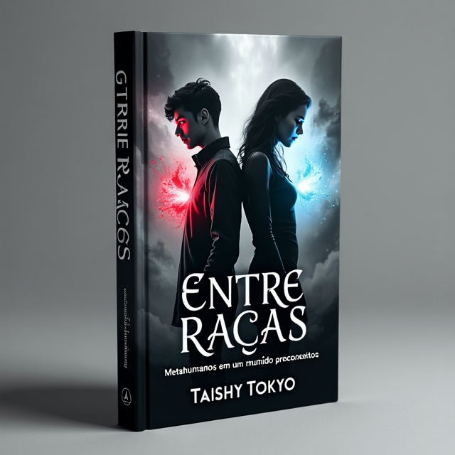 The cover features a mesmerizing image of two powerful metahumans standing back to back, surrounded by a subtle aura of magic. The image is in grayscale, with pops of vibrant colors emanating from their eyes, symbolizing their extraordinary abilities in a world filled with prejudice and discrimination.