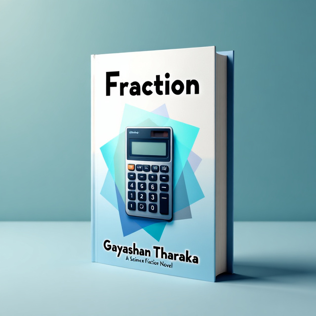 The background is a soft gradient of light blue and white, representing clarity and calmness. In the center, a realistic image of a calculator is placed, showcasing the subject of mathematics. A semi-transparent geometric shape overlay in a complementary color adds visual interest and highlights the text areas.