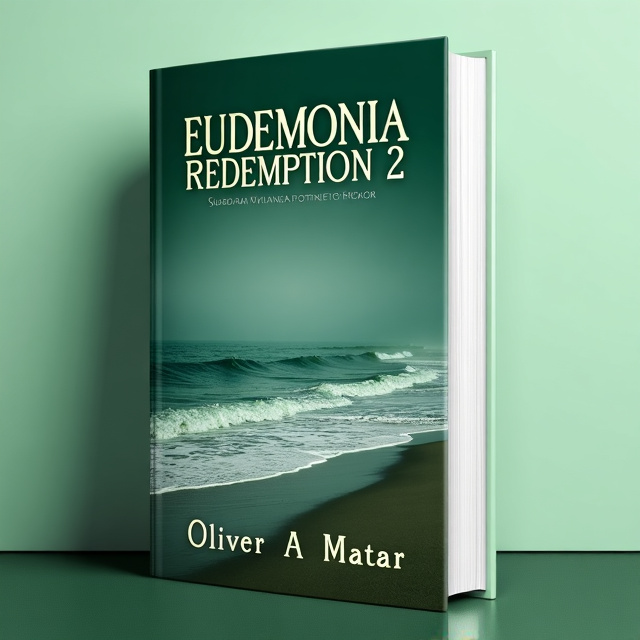 A serene ocean scene with calm waves gently rolling onto a sandy beach. The horizon is slightly foggy, giving a sense of mystery and depth. The color green is used to represent growth, renewal, and the natural world.