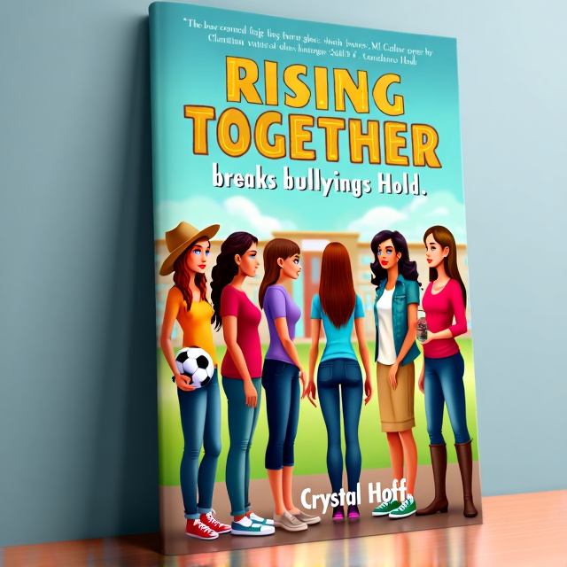 The cover features a central image of the Fab Seven, five girls standing in a lineup facing Mia. Betsy McCoy, the country cowgirl, is on the left with her auburn hair and cowgirl hat. Dawn, with her light brown hair, holds a soccer ball. Sara, the fashionista, is in the middle with a dress mannequin. Sandy, the painter, holds a blank canvas. Mia's grandma's bracelet is also shown. The background is Clover Corner High School. The overall style is vibrant and energetic.