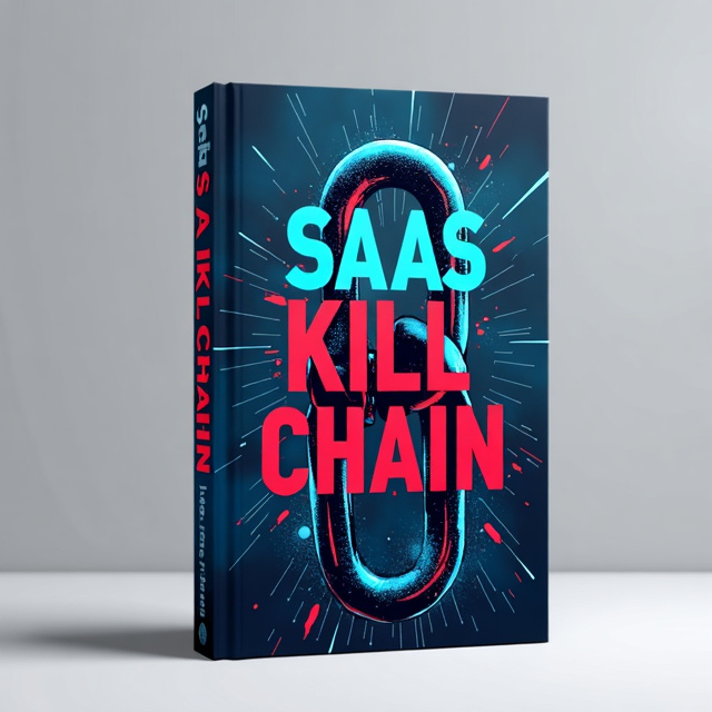 A rebellious and edgy illustration of a chain breaking free, with the title "SaaS Kill Chain" displayed boldly across the center. The chain can be depicted in shades of blue, representing the book's primary color preference, with hints of red to convey a sense of rebellion and danger.