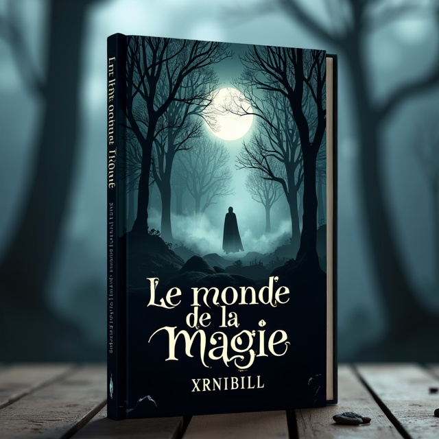 The cover features a dark and mysterious forest scene with a moonlit sky. In the center, there is a silhouette of a figure surrounded by swirling mist, representing the magical elements of the book. The overall color scheme is dominated by shades of black and gray, adding to the ominous atmosphere.
