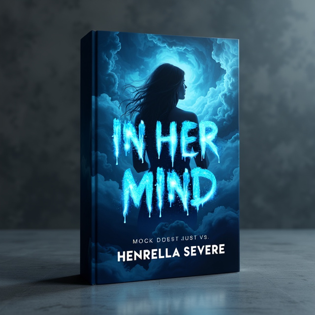 The cover features a beautiful and artistic blue background, with brushstrokes and textures to create a sense of depth and emotion. The main focus of the cover is a silhouette of a woman, trapped within a swirling cloud of darkness, symbolizing her inner turmoil and trauma. The blue color scheme reflects her depression and the use of light blue adds a touch of hope and healing.
