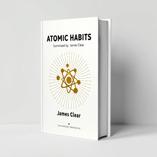 A central atomic symbol in gold, with lines extending outward in a radial pattern. Atoms will gradually increase in size, forming larger structures towards the edges of the cover. The background will be white, providing a clean and minimalist look.