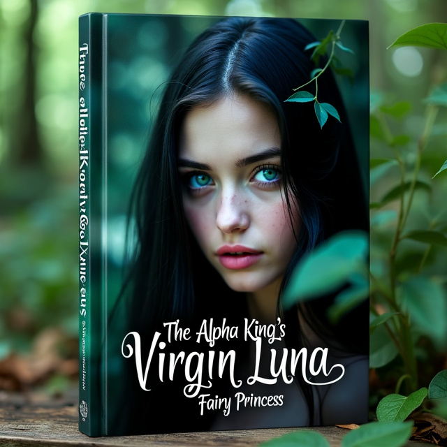 The cover features a close-up image of a mysterious blue-eyed lady with long black hair and a subtle dimple on her cheeks. She is surrounded by a lush green forest, giving the impression of being in a hidden and romantic setting.