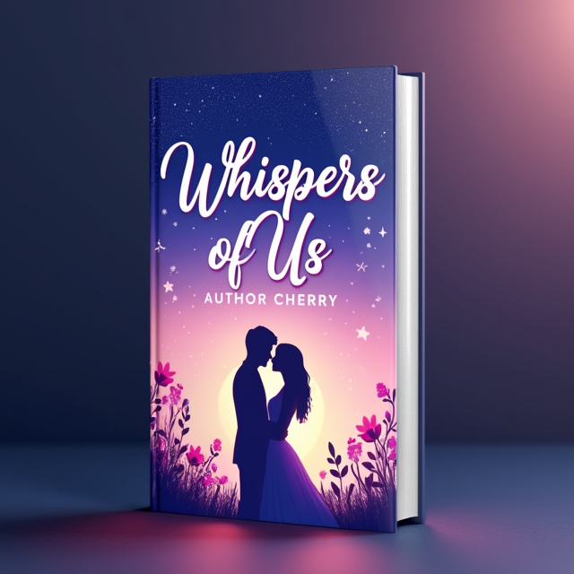 The cover features a starry night sky as the background, with soft, swirling patterns in pastel pinks and purples. In the foreground, there are silhouettes of a couple embracing, creating a sense of intimacy and romance. Delicate floral accents are scattered throughout the design, adding a touch of elegance.