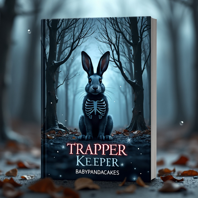 The cover features a dark and eerie forest scene, with bare wintery branches stretching across the top. In the center, a rabbit with subtle skeletal elements takes the spotlight, symbolizing the trapped female soldier. The rabbit is surrounded by faint snowflakes falling gently to the ground, adding to the sense of isolation and coldness.