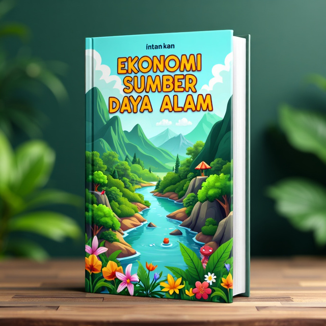 The cover features a vibrant and colorful illustration of a lush green forest with flowing rivers and majestic mountains in the background. In the foreground, there is an image of a smiling person surrounded by various natural resources like trees, flowers, and animals.