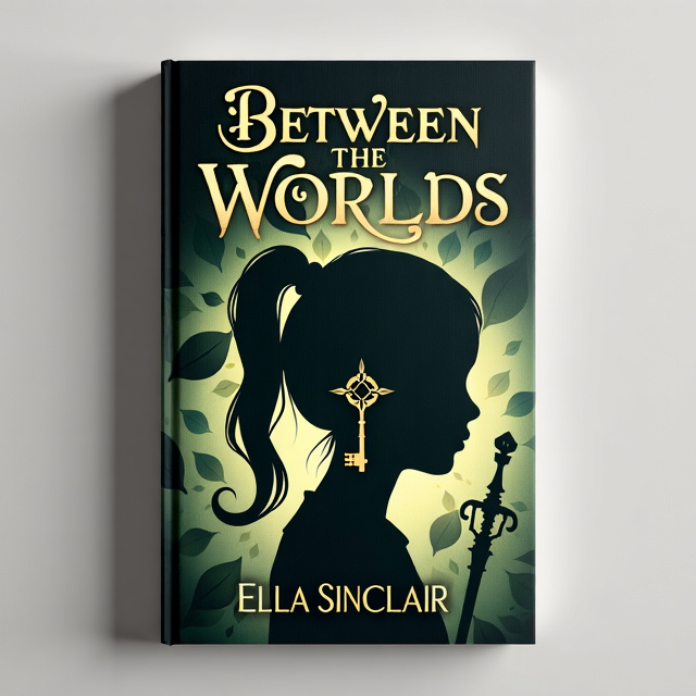 The cover features a photo of the shadow of a girl's head with a ponytail, surrounded by leaves that create the shape of a shadow head. A sward and key are placed strategically within the composition.