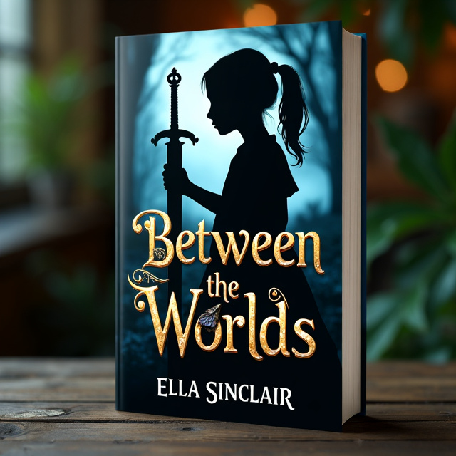 A photo of a black shadow of a girl's head with a ponytail, holding a sword and a key, against a dark and mysterious background of nature elements. The girl's shadow is in the foreground, while the sword and key are partially covered by the shadow, creating a sense of intrigue and adventure.