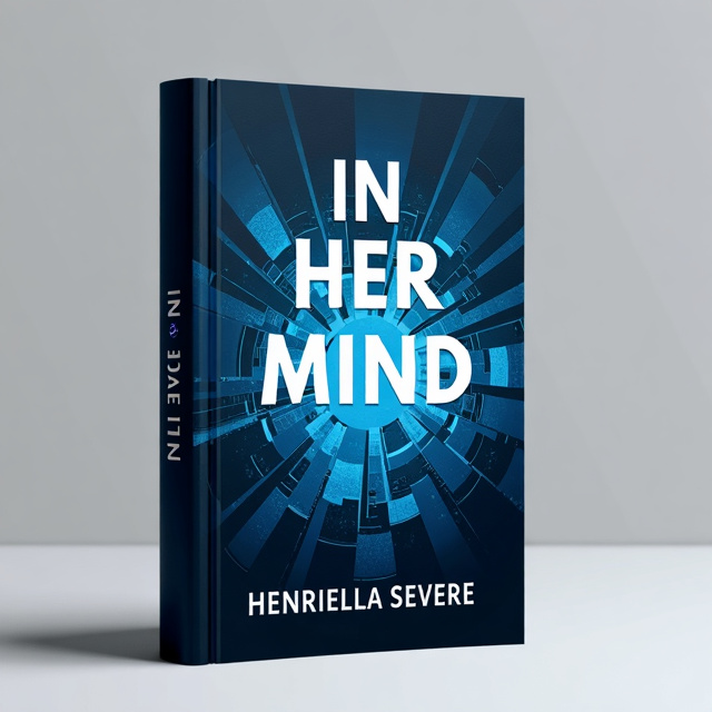 The cover features a stunning combination of dark blue and light blue hues, creating a shattered effect. The shattered pieces form a beautiful and haunting artistic background that represents the themes of PTSD, trauma, depression, and abuse. The title "In Her Mind" is prominently displayed in bold, capital letters, drawing attention to the emotional journey within the book. The author name, Henriella Severe, is elegantly positioned below the title, completing the composition.