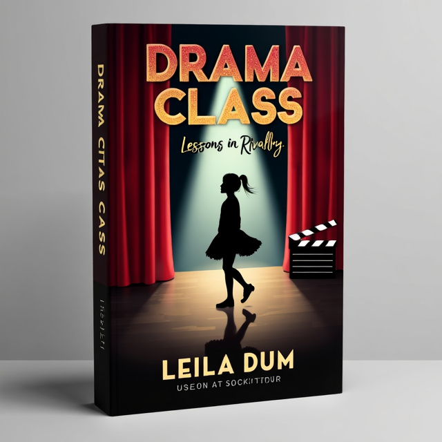 The cover features a dramatic scene set on a stage, with a spotlight shining on a silhouette of a girl in mid-tap dance routine. The backdrop is a theater stage with a red velvet curtain, and there is a prominent clapboard on one side of the cover.