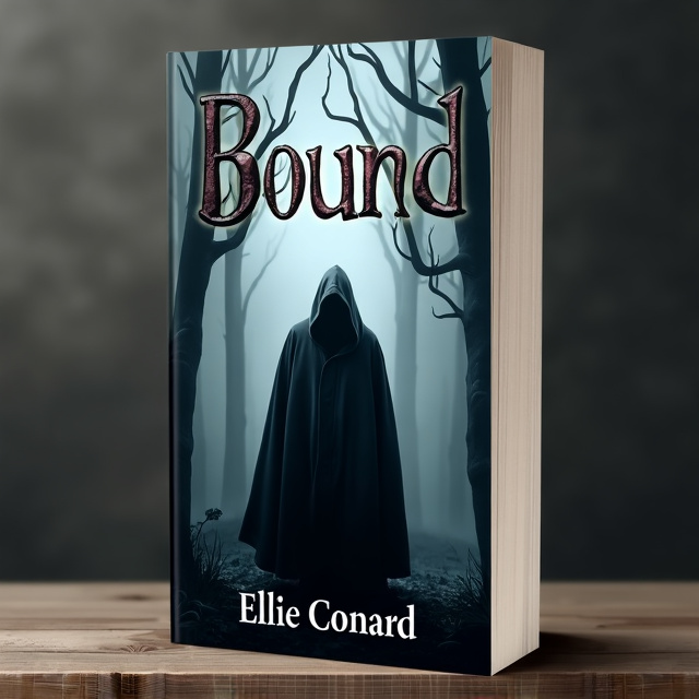 The cover features a mysterious cloaked figure standing in a dark forest, their face hidden from view. In the background, tendrils of black smoke rise, creating an atmosphere of intrigue and danger. The smoke forms shapes that hint at magical elements and add a sense of wonder to the scene.