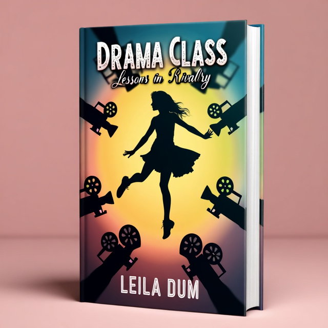 The cover features a silhouette of a teenage girl in the center. She is shown in mid-air, performing a complex tap dance routine. Behind her, there are multiple film cameras arranged in a circular pattern to represent the drama class setting. The background is a gradient of vibrant colors, symbolizing the ambition and energy of the story.