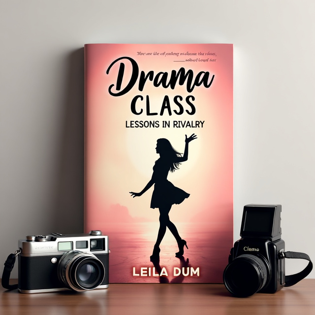 The cover features a silhouette of a teenage girl in a dynamic pose, captured mid-tap dance routine. The background is a combination of dusty rose and soft pastel colors, creating a dreamy and nostalgic atmosphere. Film cameras are scattered around the girl, symbolizing her ambition and the drama class theme of the book.