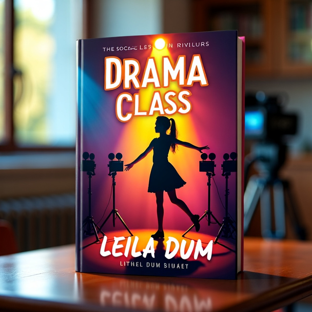 The cover features a vibrant and energetic scene with the silhouette of a teenage girl in the spotlight, mid tap-dance routine. The background is filled with film cameras, emphasizing the setting of a drama class.