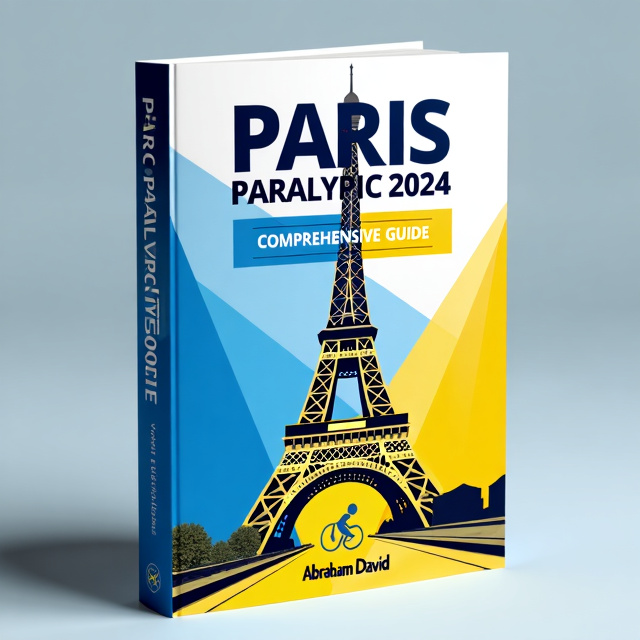 The cover features a stylized illustration of the Eiffel Tower, with a Paralympic logo integrated into the design. A vibrant color palette of blues and yellows creates a sense of energy and excitement.