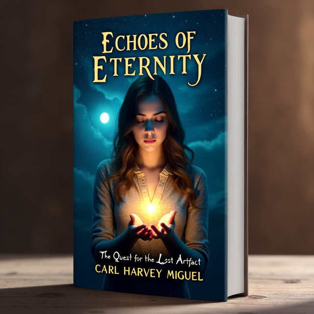 Elara is depicted in the center of the cover, holding the mysterious artifact in her hands. The artifact emits a soft, ethereal glow, casting shadows on her face. The background is a dark, night sky, emphasizing the power and importance of the artifact in the story.