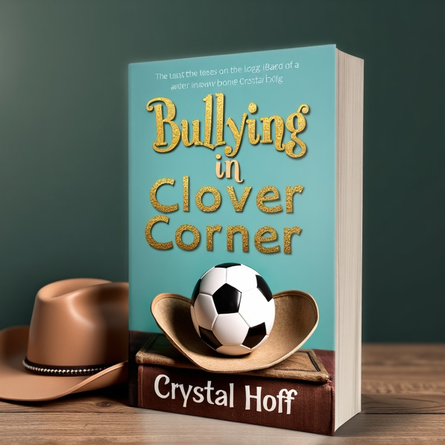 The cover features a cowgirl hat and a soccer ball placed on top of a canvas. The cowgirl hat represents the rural setting of Clover Corner, while the soccer ball symbolizes the sporty element in the story. The canvas represents the creativity and self-expression of the characters.