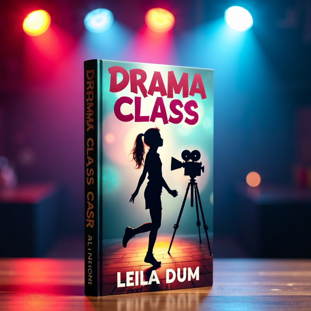 The cover features a vibrant and energetic scene with a silhouette of a teenage girl. She is shown mid-dance move, tapping her feet on a wooden stage, surrounded by spotlights. Behind her, a film camera is positioned, capturing her performance. The background is filled with a mix of colorful stage lights and a subtle boarding school setting.