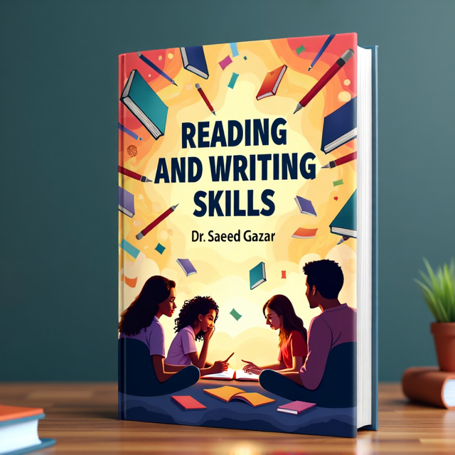 The cover features a book at the center, surrounded by a group of diverse students seated in a circle. Behind them, there is a vibrant and fantastical space filled with floating books, pens, and other learning tools. The colors are bold and energetic, with a mix of warm and cool tones.