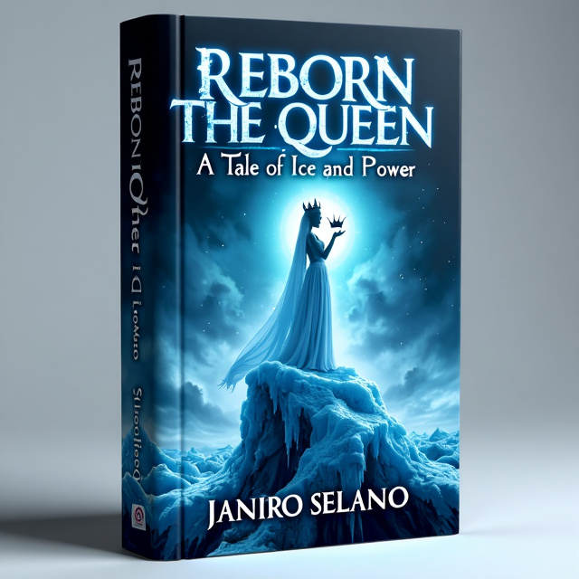The cover features a stunning image of an ice queen standing on top of an iceberg, surrounded by a swirling snowstorm. She holds a crown in her hands, which glows with icy power. The overall style is dark and mysterious, with a touch of fantasy and horror.
