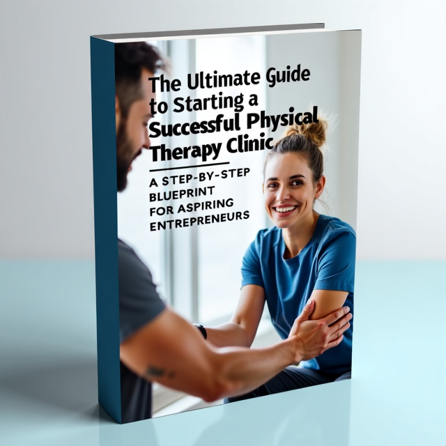The cover features a close-up image of a confident physical therapist working with a patient, showcasing their expertise and dedication. The background is clean and modern, with a subtle gradient that adds depth to the design.