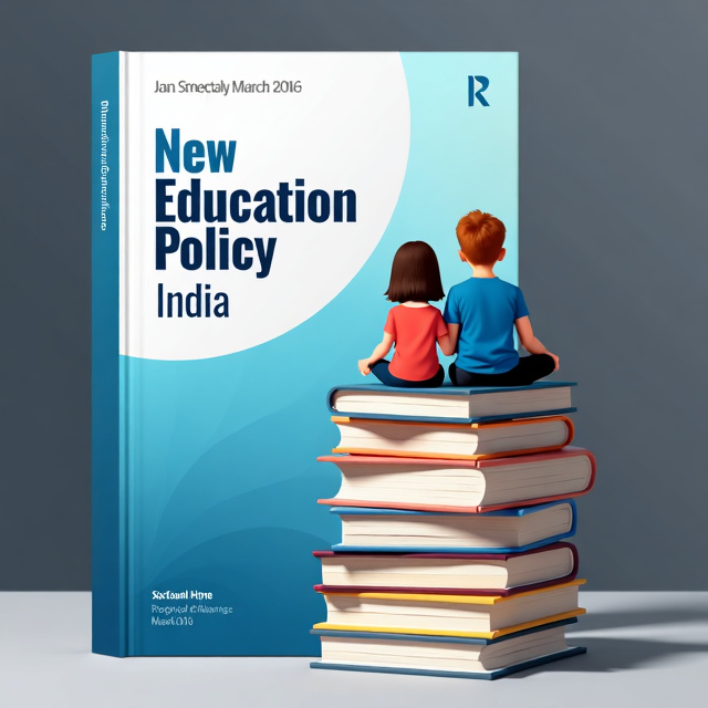 The cover features a stack of books as the central element, representing education and knowledge. On top of the stack, there is a young boy and girl, symbolizing the target audience of the book. The background is a gradient of blue and gray colors, giving a sense of depth and sophistication.