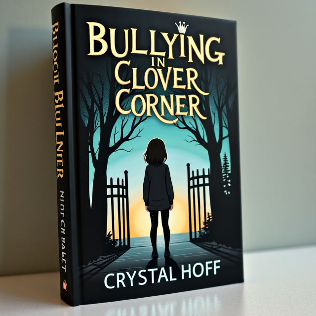 The cover features a sad and reflective illustration of Betsy, the main character, standing alone in Sweet Peach Acres, a high school setting. The color scheme is predominantly black and gold, with subtle hints of other colors to create a visually appealing contrast.
