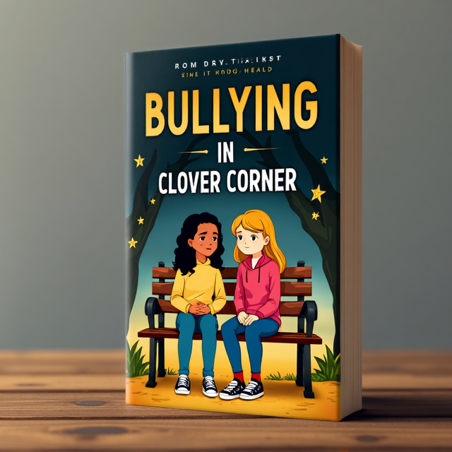 The cover will feature an illustration of two high school girls, Betsy and Dawn, sitting on a bench in Clover Corner. Betsy will be shown with a concerned expression, while Dawn will have a sad and distant look on her face. The background will have a mix of black and gold colors, representing the contrasting emotions of the story.